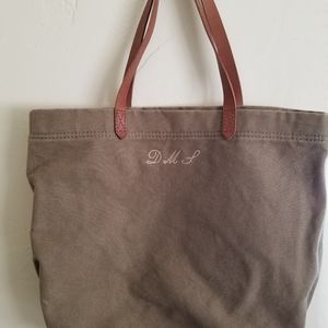 Madewell Canvas Army Green Monogramed Tote